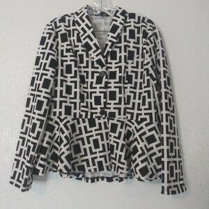 Wowo Fashion women's size XL black and white geometric blazer jacket